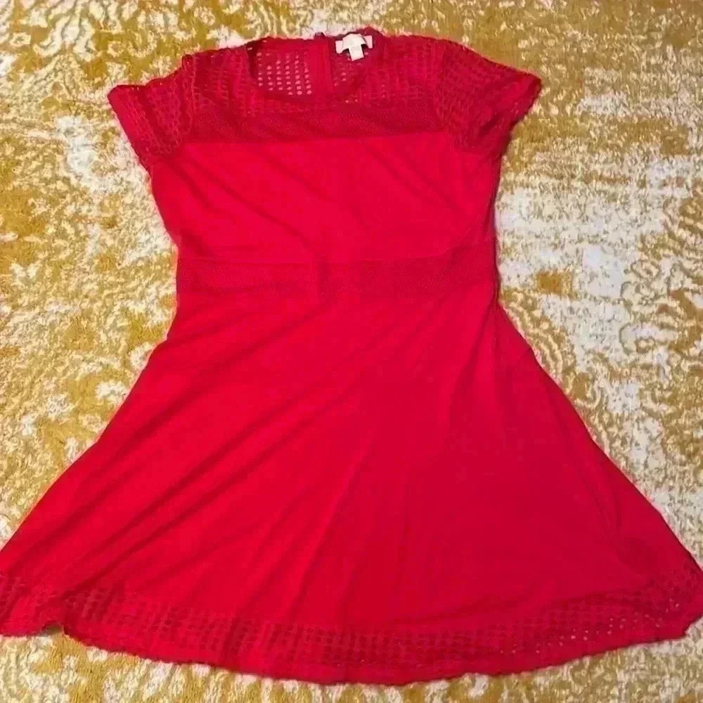 Michael Kors fit in flare mesh stretch little red dress, XL